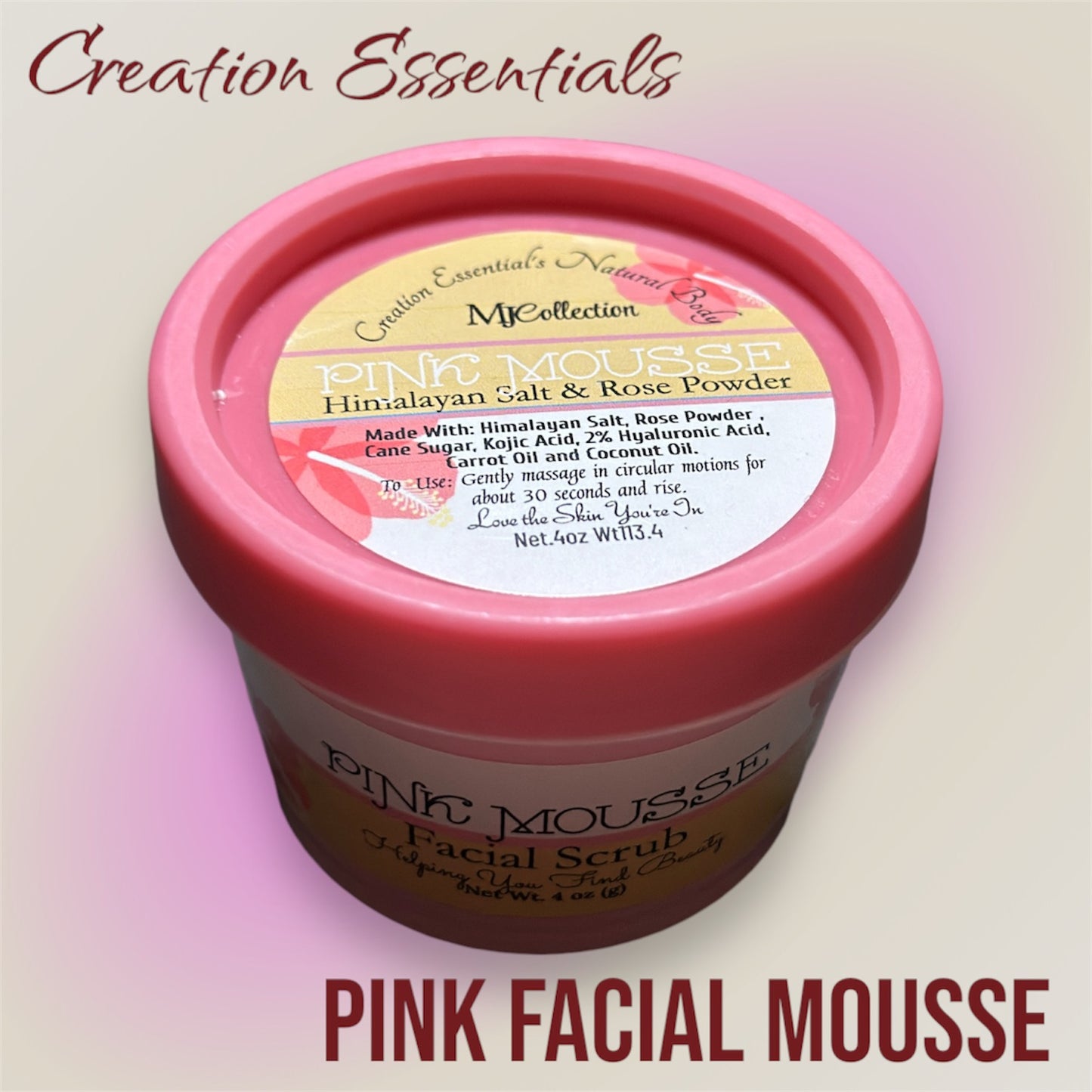 PINK MOUSSE Sugar & Salt Face Scrub with Himalayan Salt, Rose Powder & Kojic Acid
