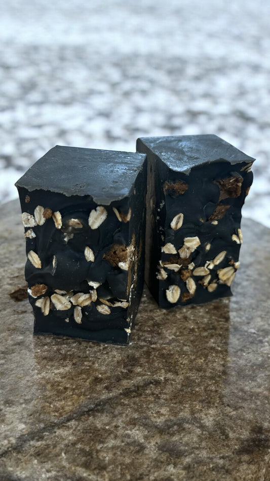 Pure Black Soap Bar w/African black soap crumbles, Organic Soap Bar