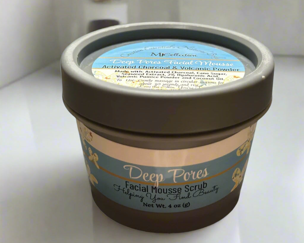 Deep Pores Facial Mousse Wash and Scrub with Activated Charcoal, Volcanic Pumice