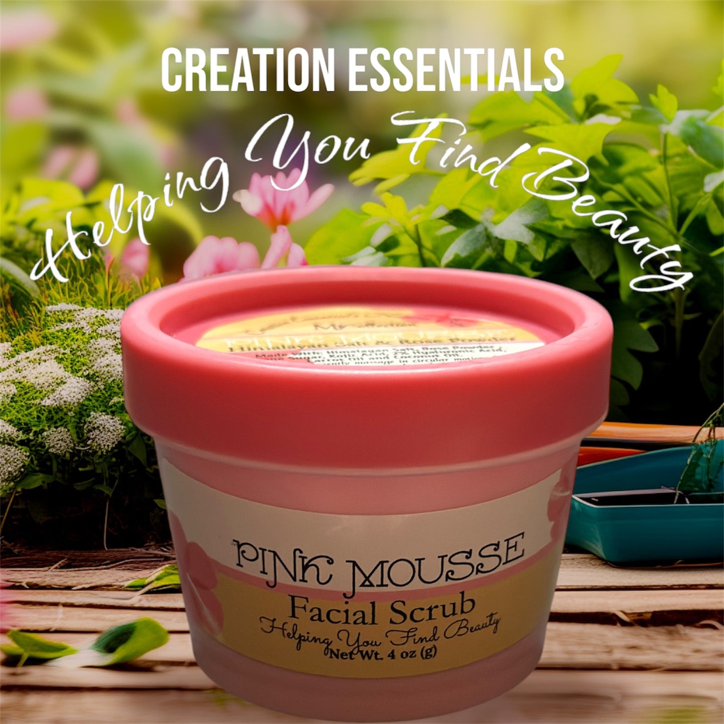 PINK MOUSSE Sugar & Salt Face Scrub with Himalayan Salt, Rose Powder & Kojic Acid