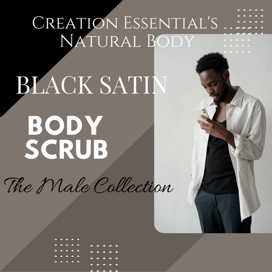A Male Body Scrub -Black Satin Body Scrubs