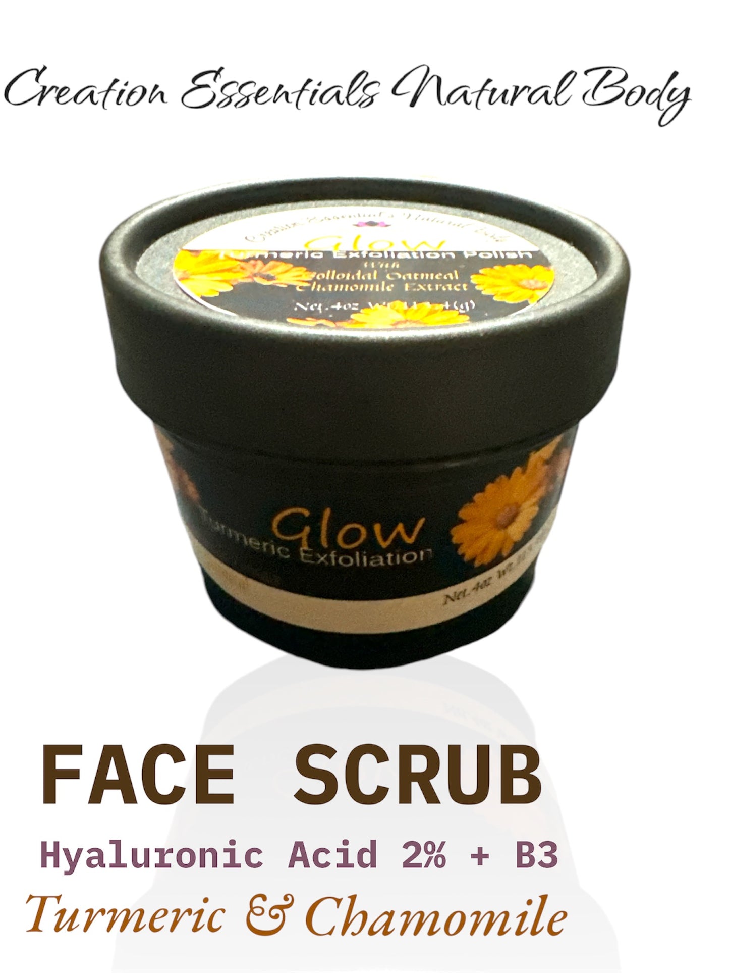 Glow Exfoliation Facial Polish with 2% Hyaluronic Acid, Turmeric & Chamomile Extract