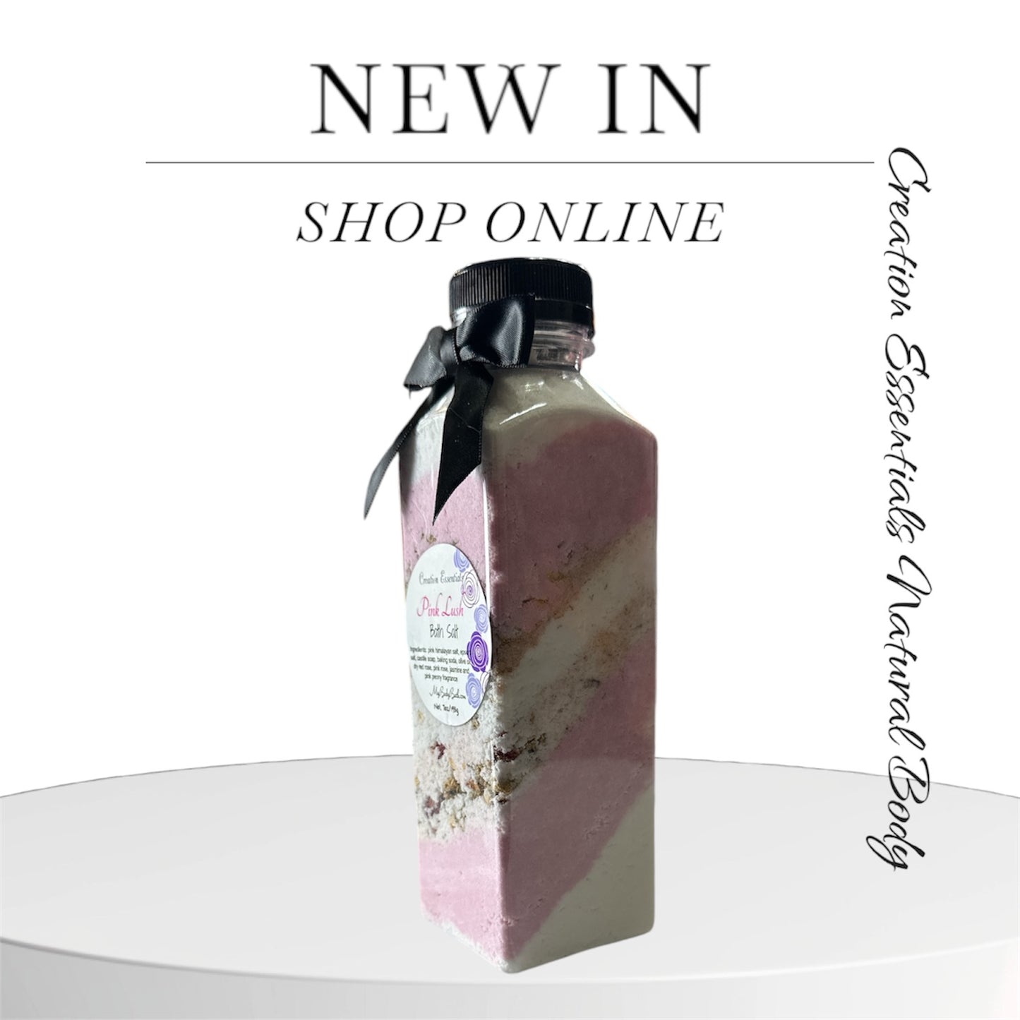 Pink Lush Bath Salt Tea, Luxurious Spa Bath Soak, with Coconut Oil, Dry Flowers & Himalayan Salt
