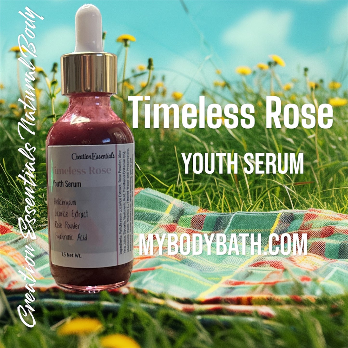 Timeless Rose Face Serum - Youth Serum with Rose Powder, Hyaluronic Acid, Licorice Extract