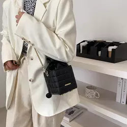 Retro Women Crossbody Drawstring w/Chain Handbag- Creation Essential's