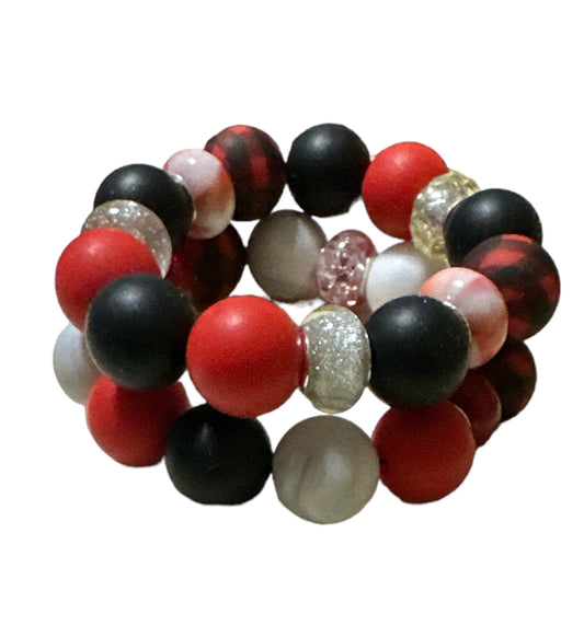 Silicone Bead Bracelet Singles & Sets, Beaded Stretch Bracelet, keychain, Sensory Bracelet, Fidget Bracelet, Colorful Silicone Bracelet