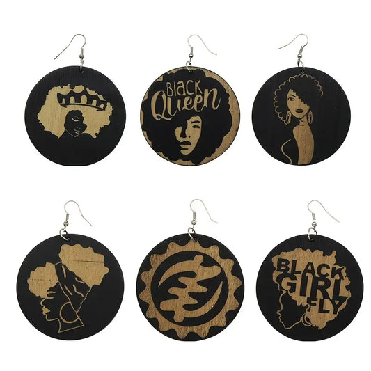 Stylish Geometric Wooden Drop Earrings - Engraved/ Dangle Jewelry for Fashionable Women