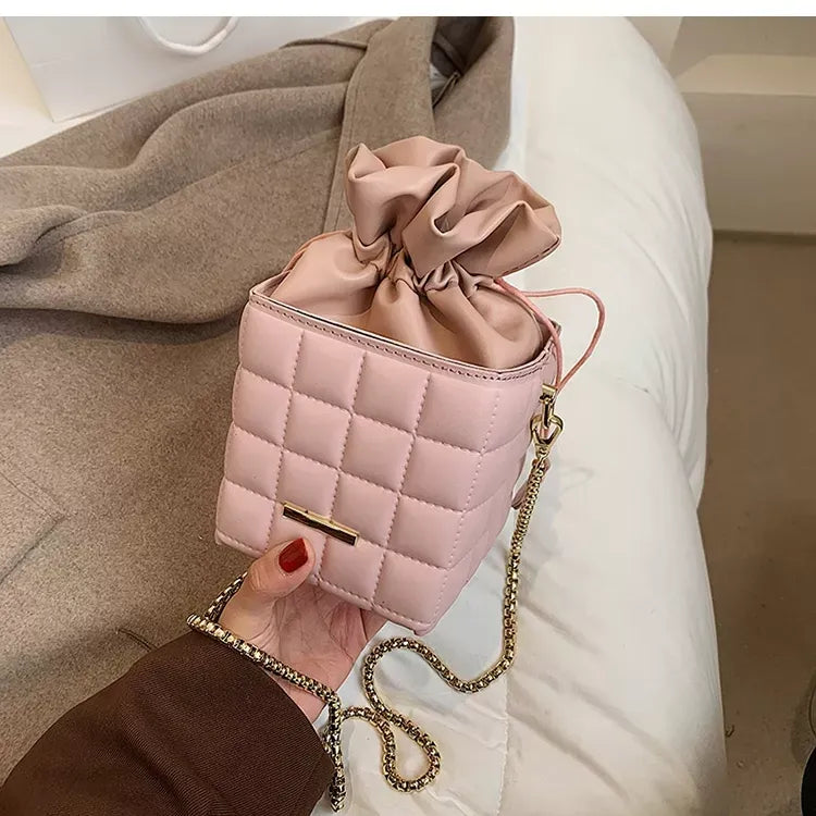Retro Women Crossbody Drawstring w/Chain Handbag- Creation Essential's