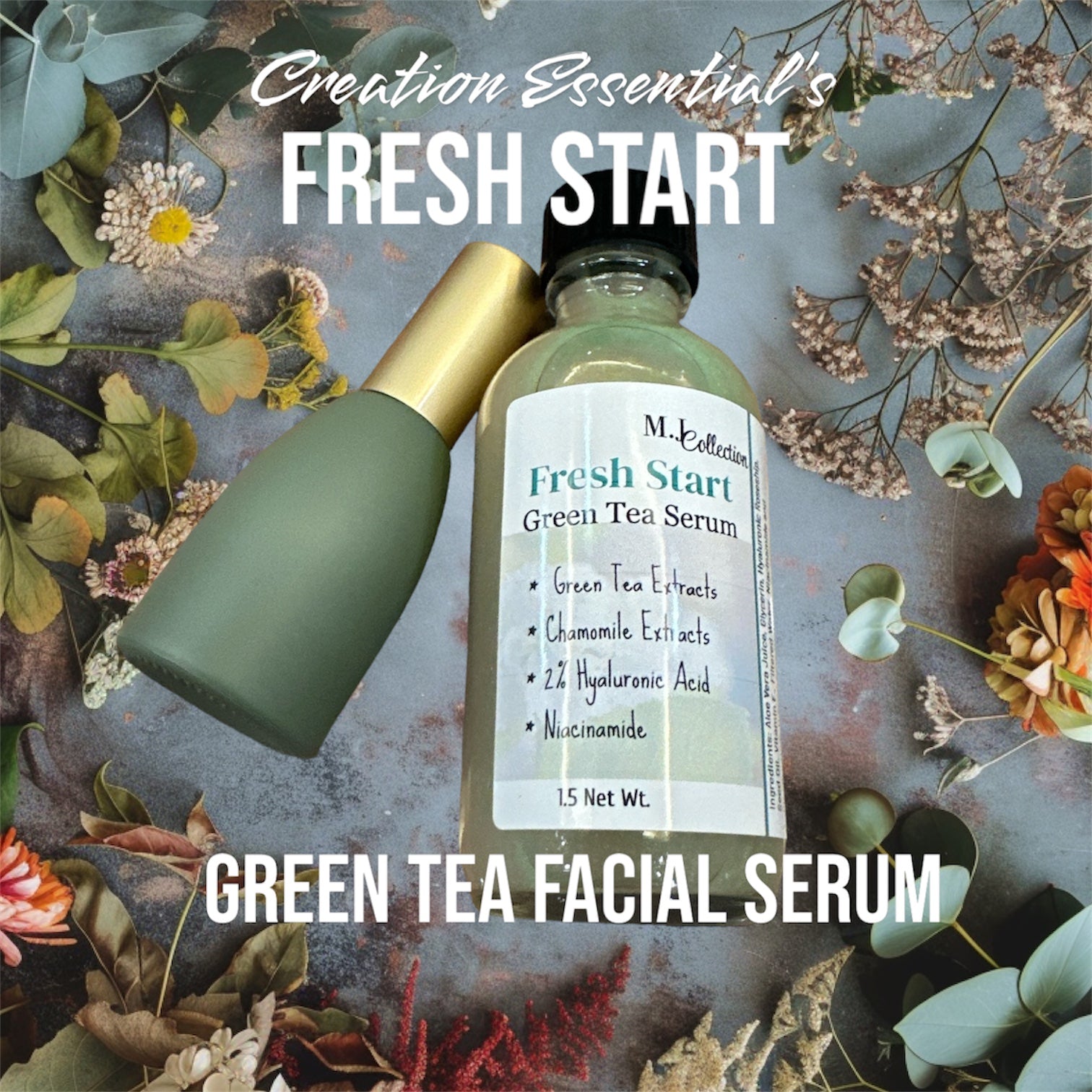 Fresh Start Revitalizing Acne Serum with 2% Hyaluronic Acid, Chamomile and Green Tea Extracts