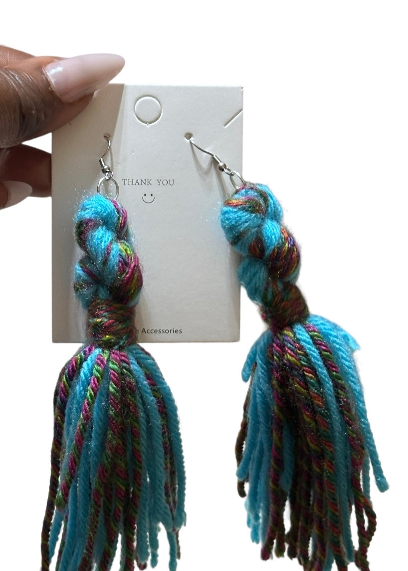 Yarn Earring Tassels Crochet Twisted knot Lightweight Multiply Color Yarn Earrings Fashion- Creation Essential's