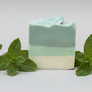 Bar of soap on a speckled countertop