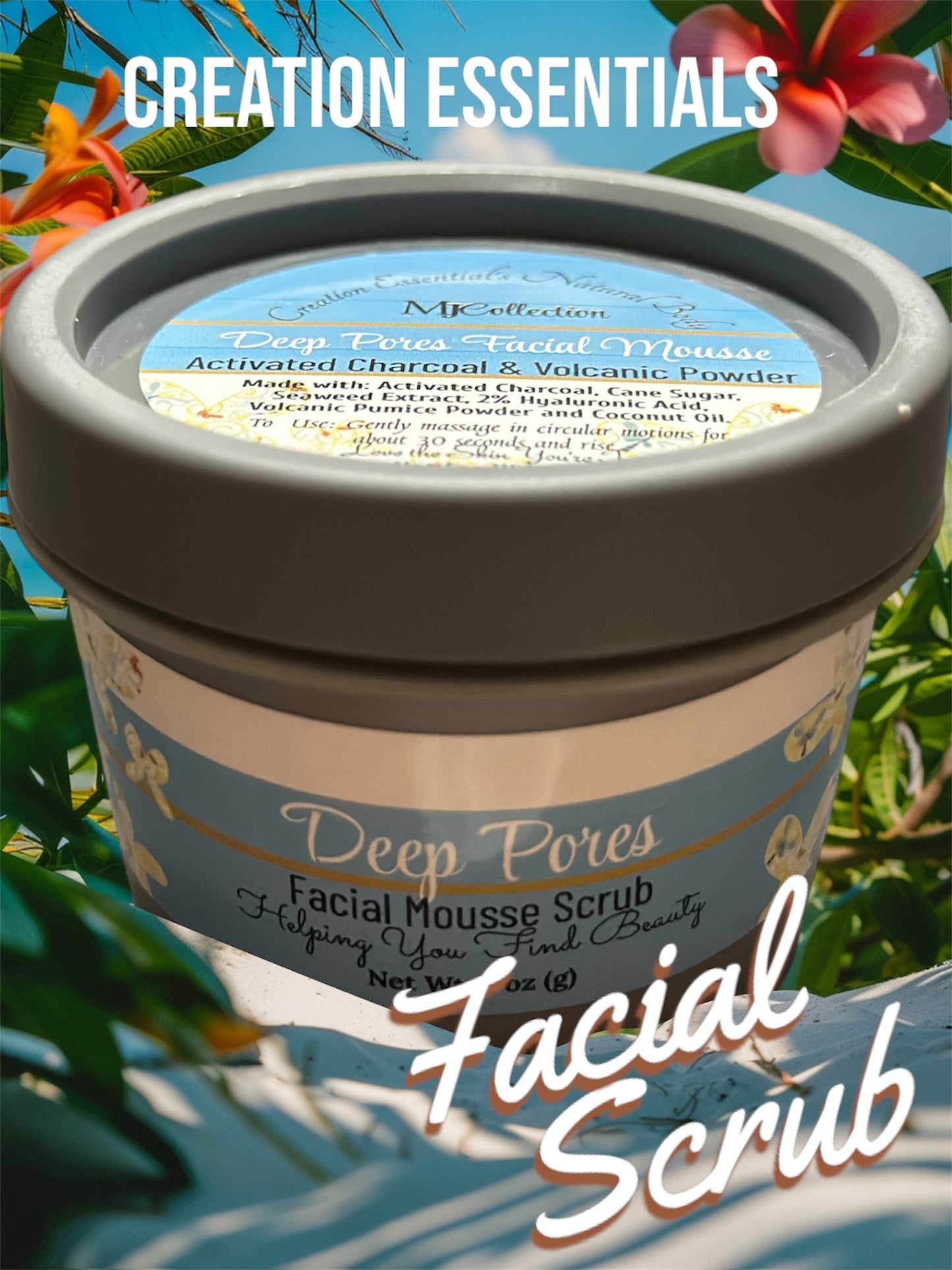 Deep Pores Facial Mousse Wash and Scrub with Activated Charcoal, Volcanic Pumice