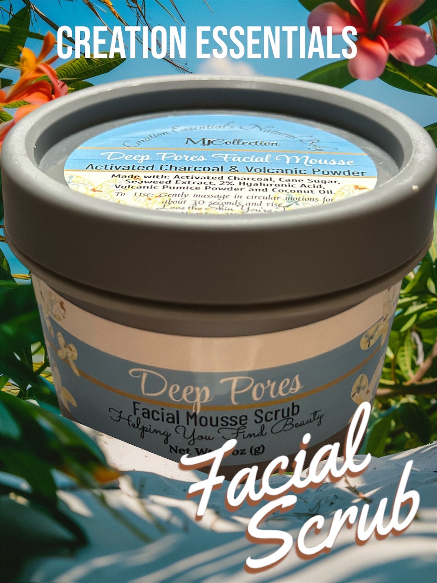 Deep Pores Facial Mousse Wash and Scrub with Activated Charcoal & Volcanic Pumice