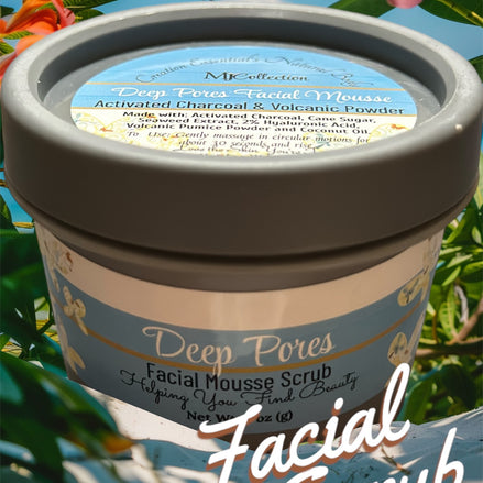 Deep Pores Facial Mousse Wash and Scrub with Activated Charcoal, Volcanic Pumice