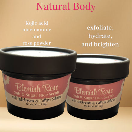 Blemish Rose Salt & Sugar Face Scrub with Himalayan Salt, Rose Powder, Kojic Acid & Helichrysum