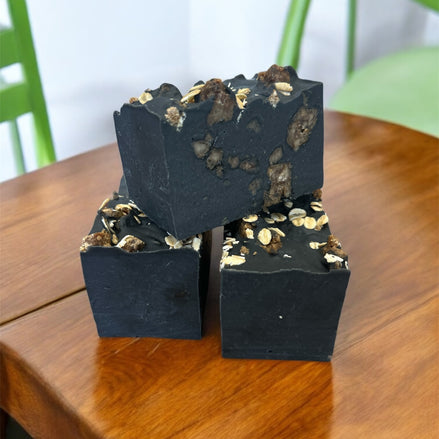 Pure Black Soap Bar  w/African black soap crumbles, Organic Soap Bar