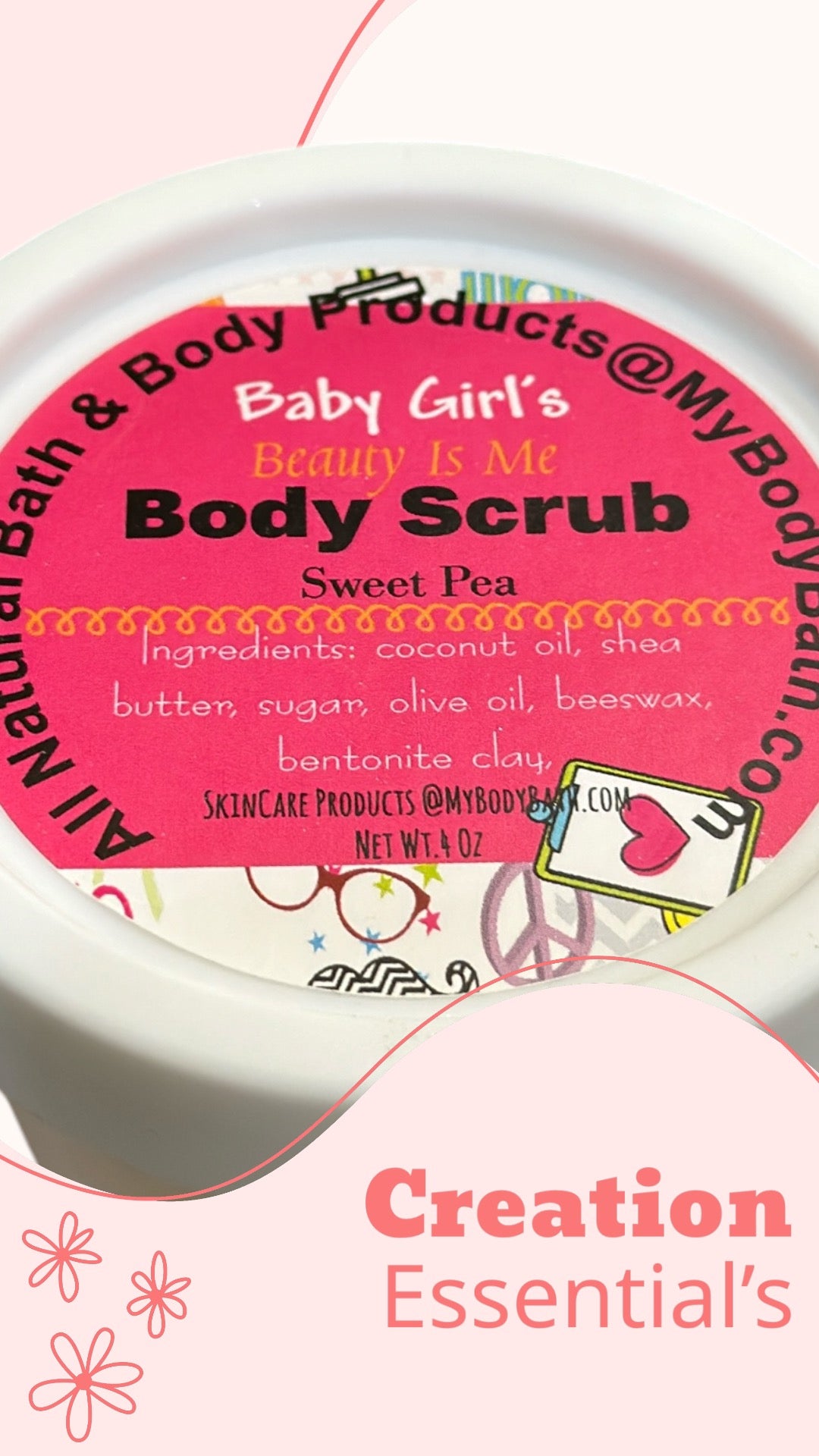 Beauty Is Me Sweet Pea Sugar Scrub- By: M.J. Collection