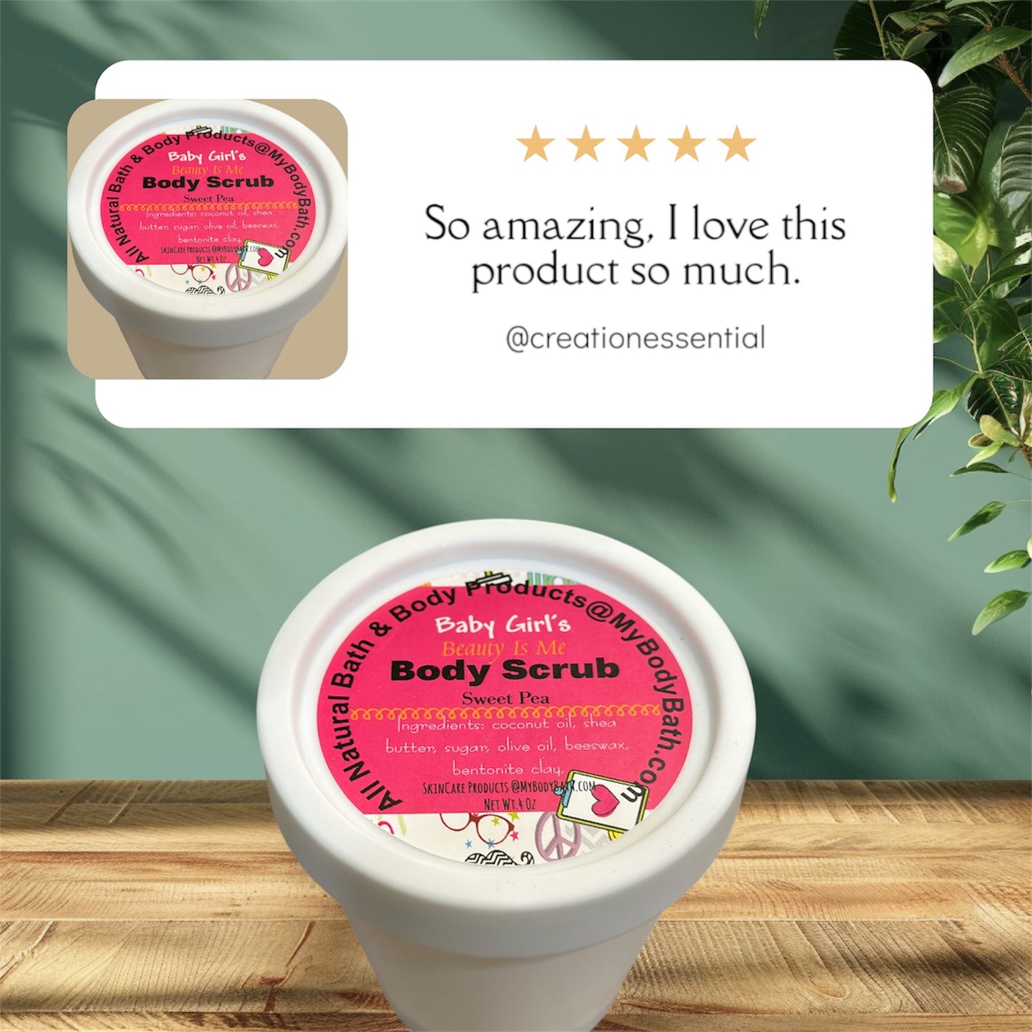 Beauty Is Me Sweet Pea Sugar Scrub- By: M.J. Collection