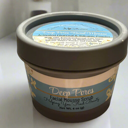 Deep Pores Facial Mousse Wash and Scrub with Activated Charcoal, Volcanic Pumice