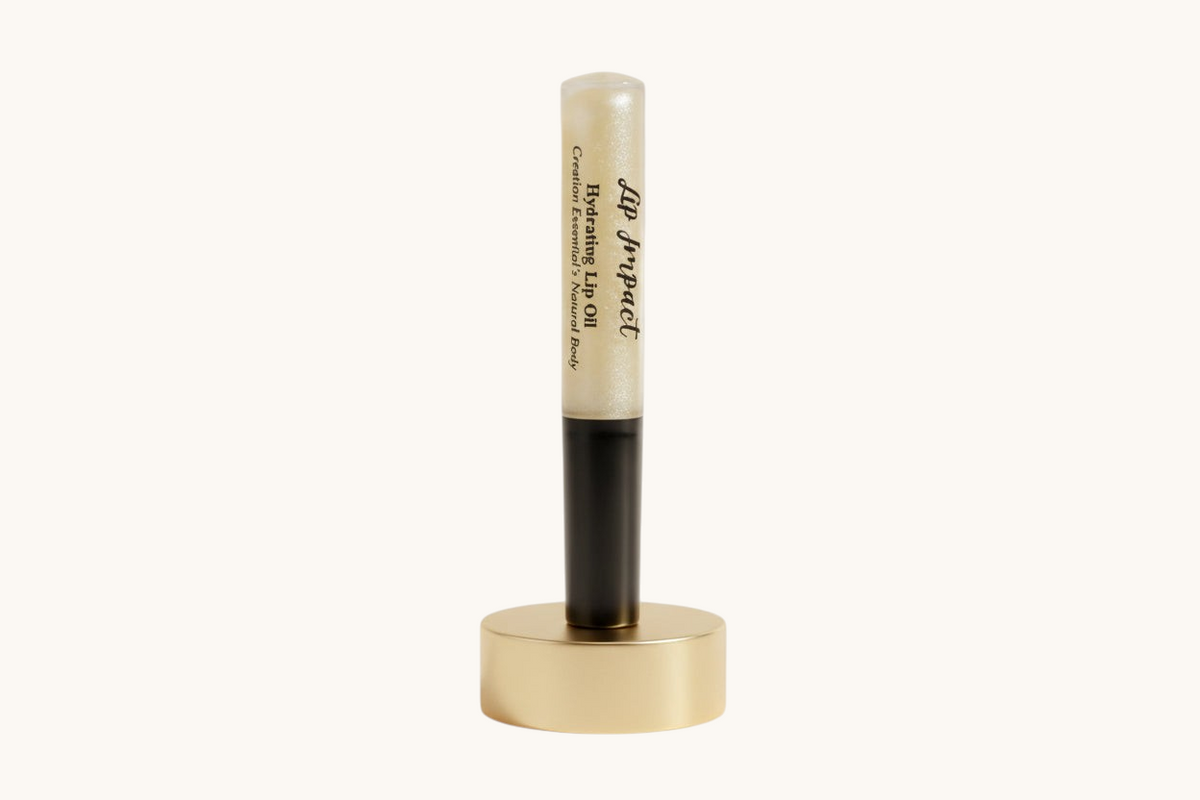 Lip balm with black cap and visible brand name on a white background