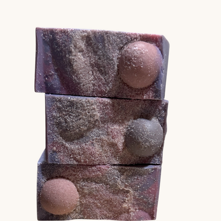 Creation Essential's Natural Body Moon Light Salty Soap Bar with Himalayan salt and decorative spheres