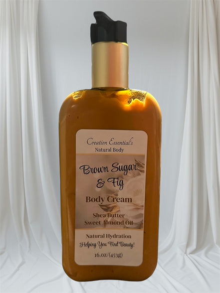 A pump bottle of Brown Sugar & Fig with Cashmere body lotion against a white background.