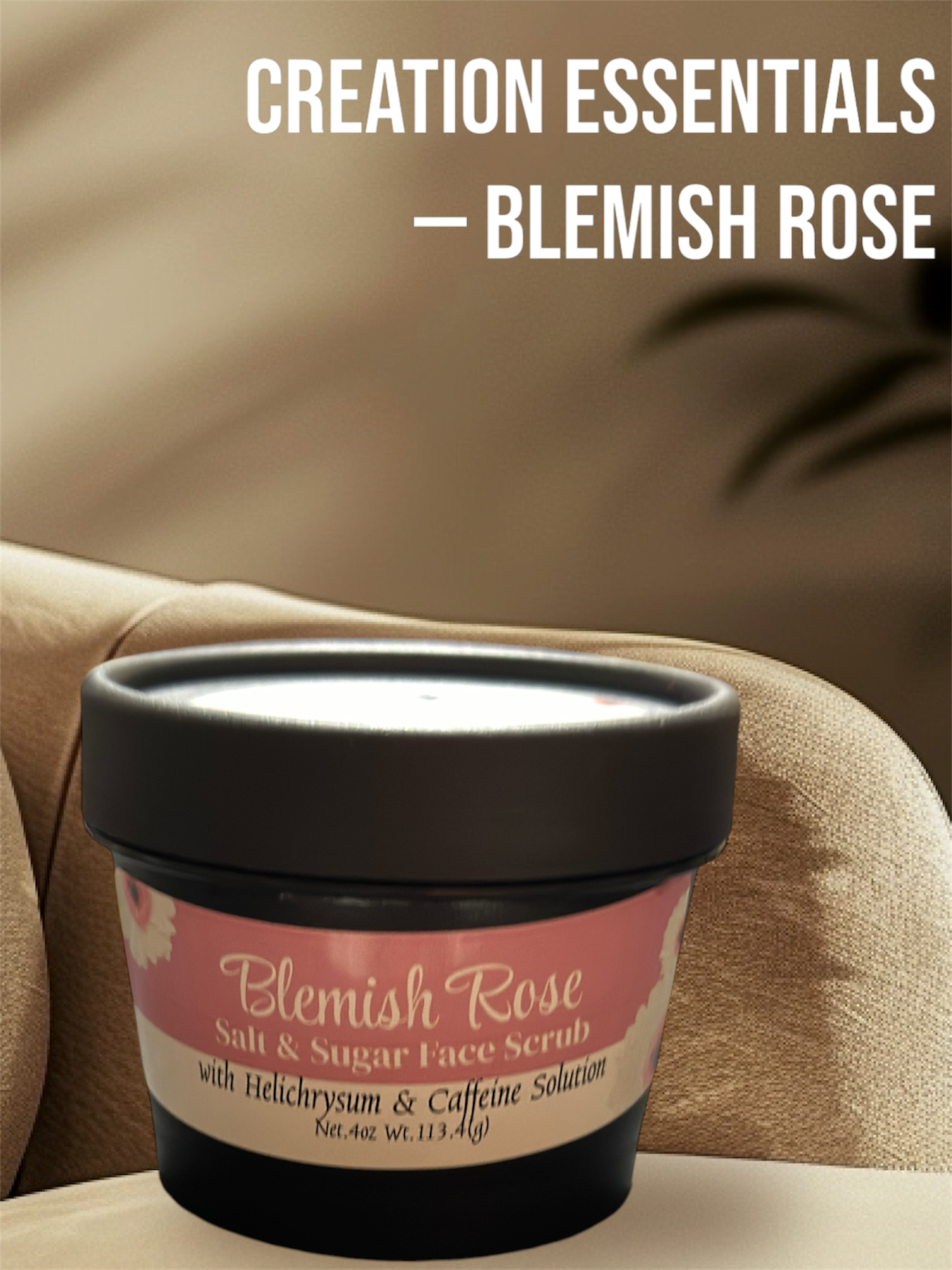 Blemish Rose Salt & Sugar Face Scrub with Himalayan Salt, Rose Powder, Kojic Acid & Helichrysum