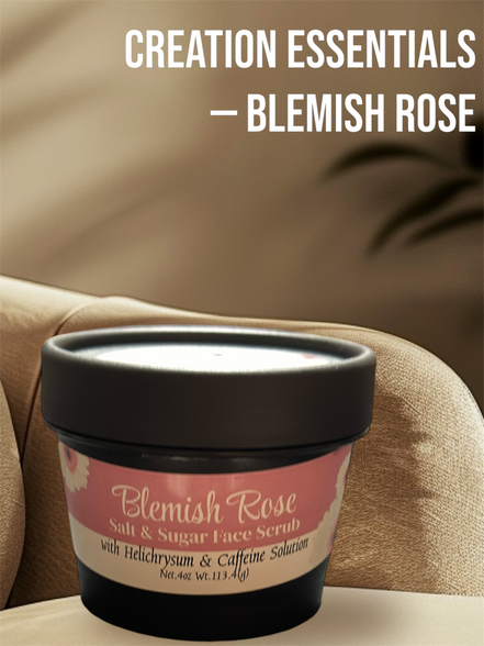 Blemish Rose Salt & Sugar Face Scrub with Himalayan Salt, Rose Powder, Kojic Acid & Helichrysum