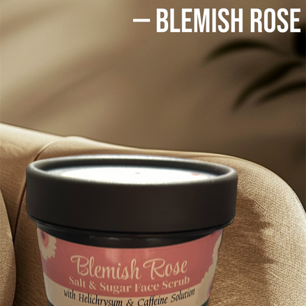 Blemish Rose Salt & Sugar Face Scrub with Himalayan Salt, Rose Powder, Kojic Acid & Helichrysum