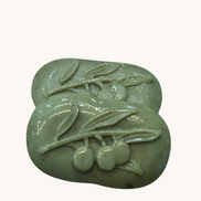 Creation Essential's Natural Body Cucumber Fresh soap bars with embossed olive branch design in light green