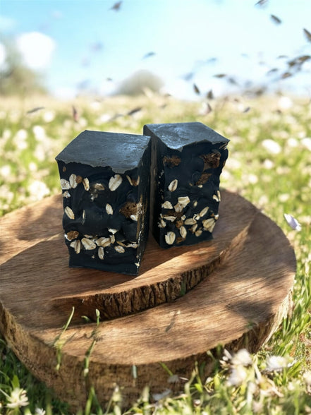 Pure Black Soap texture detail - natural cleansing bar"