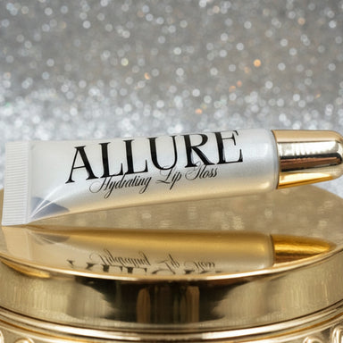 Allure lip balm tube on a beige background