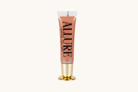 Lip gloss with 'ALLURE' branding on a marble surface