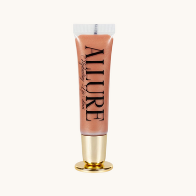 Lip gloss with 'ALLURE' branding on a marble surface