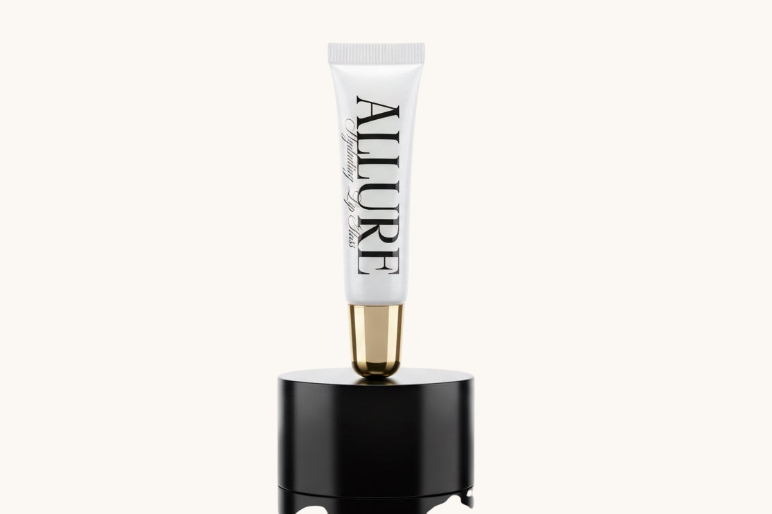 Lip Gloss tube labeled 'Allure' on a white background