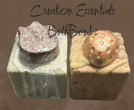 Bath Bombs Honey & Milk ,Love & Rose Petals 2PK Bath Bombs w/Oats & Honey Powder/ Organic/ Hydrating -Creation Essentials