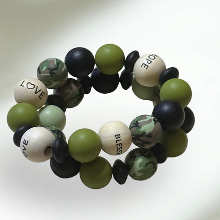 Silicone Bead Bracelet Singles & Sets, Beaded Stretch Bracelet, keychain, Sensory Bracelet, Fidget Bracelet, Colorful Silicone Bracelet