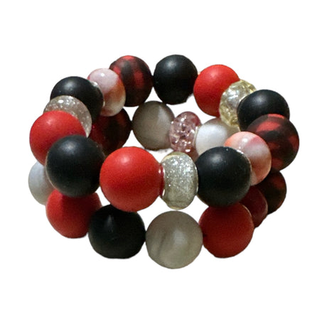 Silicone Bead Bracelet Singles & Sets, Beaded Stretch Bracelet, keychain, Sensory Bracelet, Fidget Bracelet, Colorful Silicone Bracelet