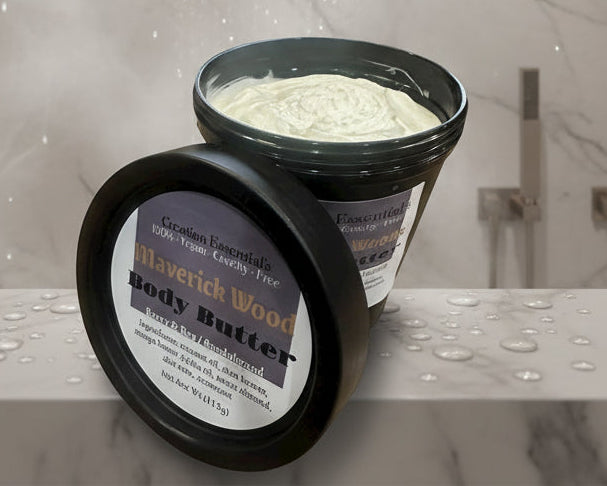 men body butter in a black jar 