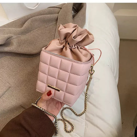 Retro Women Crossbody Drawstring w/Chain Handbag- Creation Essential's