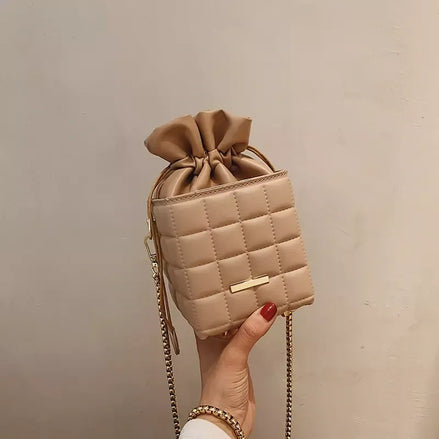 Retro Women Crossbody Drawstring w/Chain Handbag- Creation Essential's