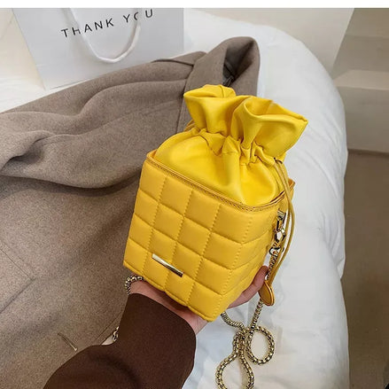 Retro Women Crossbody Drawstring w/Chain Handbag- Creation Essential's